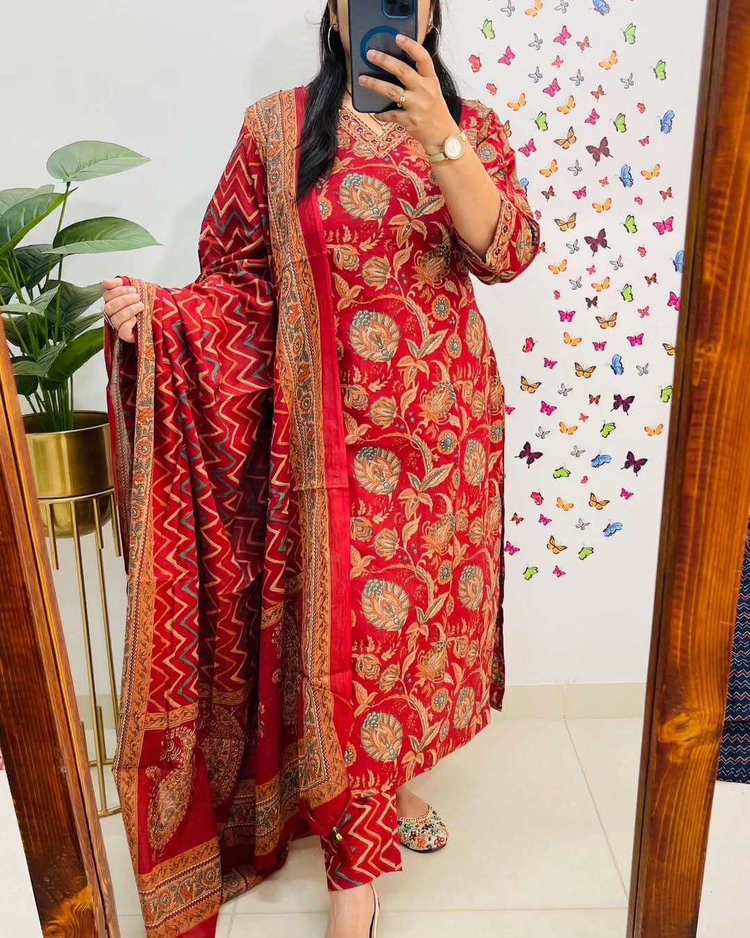 Biba Designer V Neck Azrak Print Cotton Suit