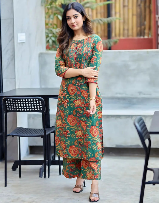 Biba Gul Green Kurti Set