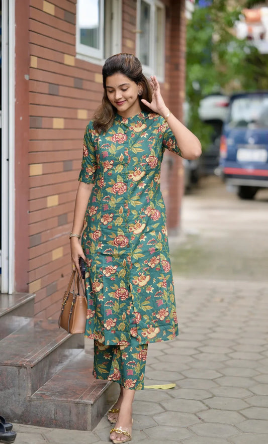 Biba Green Floral Cotton Co-Ord Set