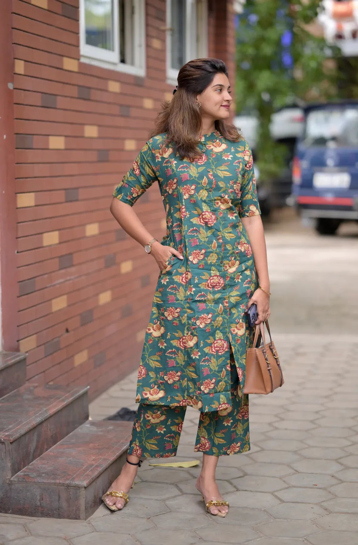 Biba Green Floral Cotton Co-Ord Set