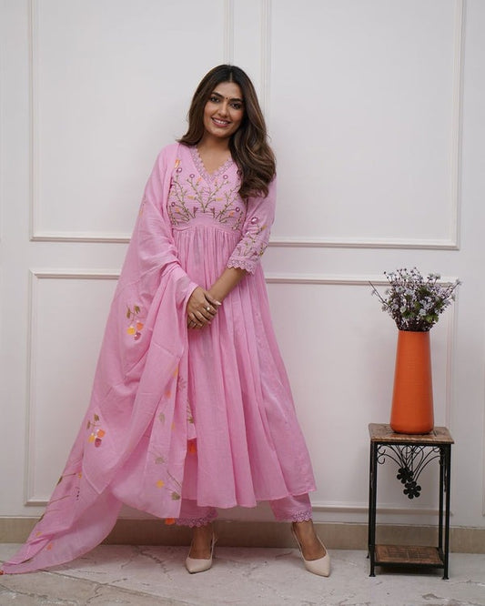 BibaBeautiful Embroidery and Sequence Work Kurta Set For Women