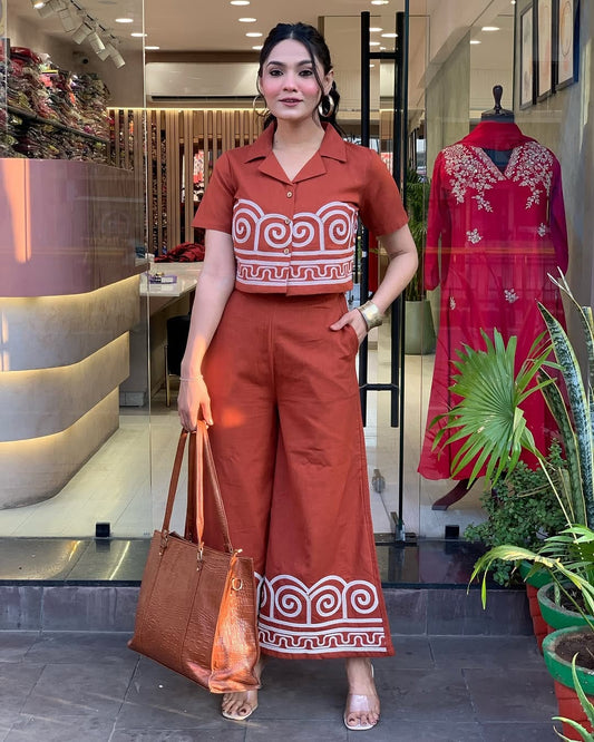 Biba Premium Cotton Co-ord Set (Orange)