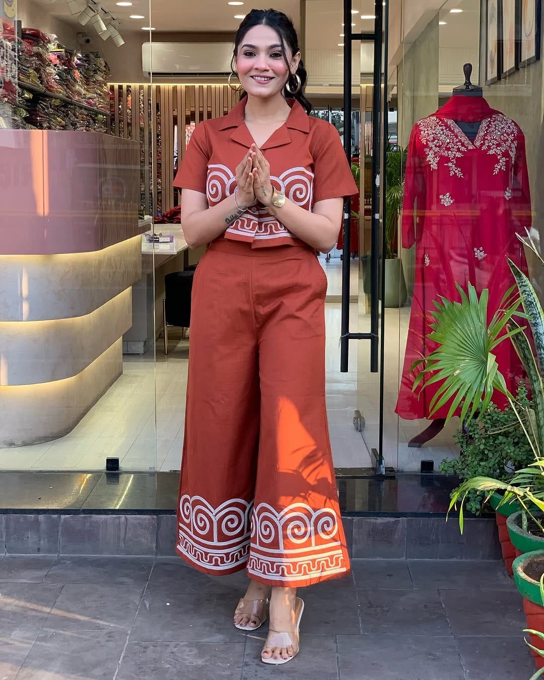 Biba Premium Cotton Co-ord Set (Orange)