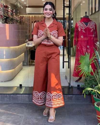 Biba Premium Cotton Co-ord Set (Orange)