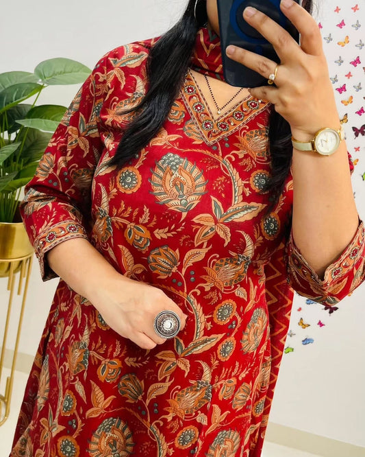 Biba Designer V Neck Azrak Print Cotton Suit