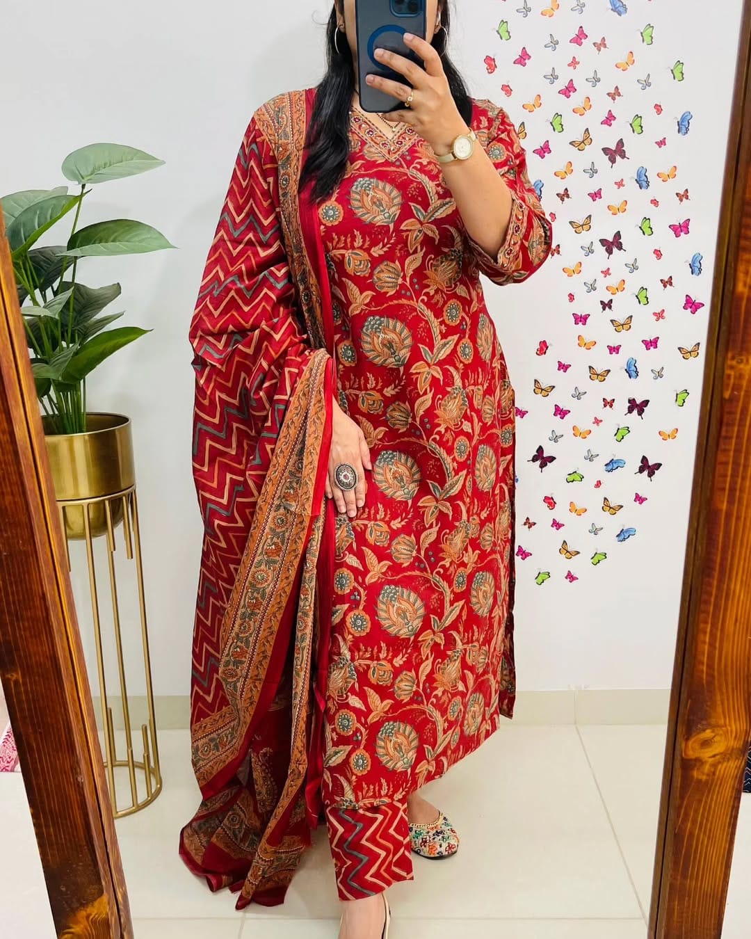 Biba Designer V Neck Azrak Print Cotton Suit