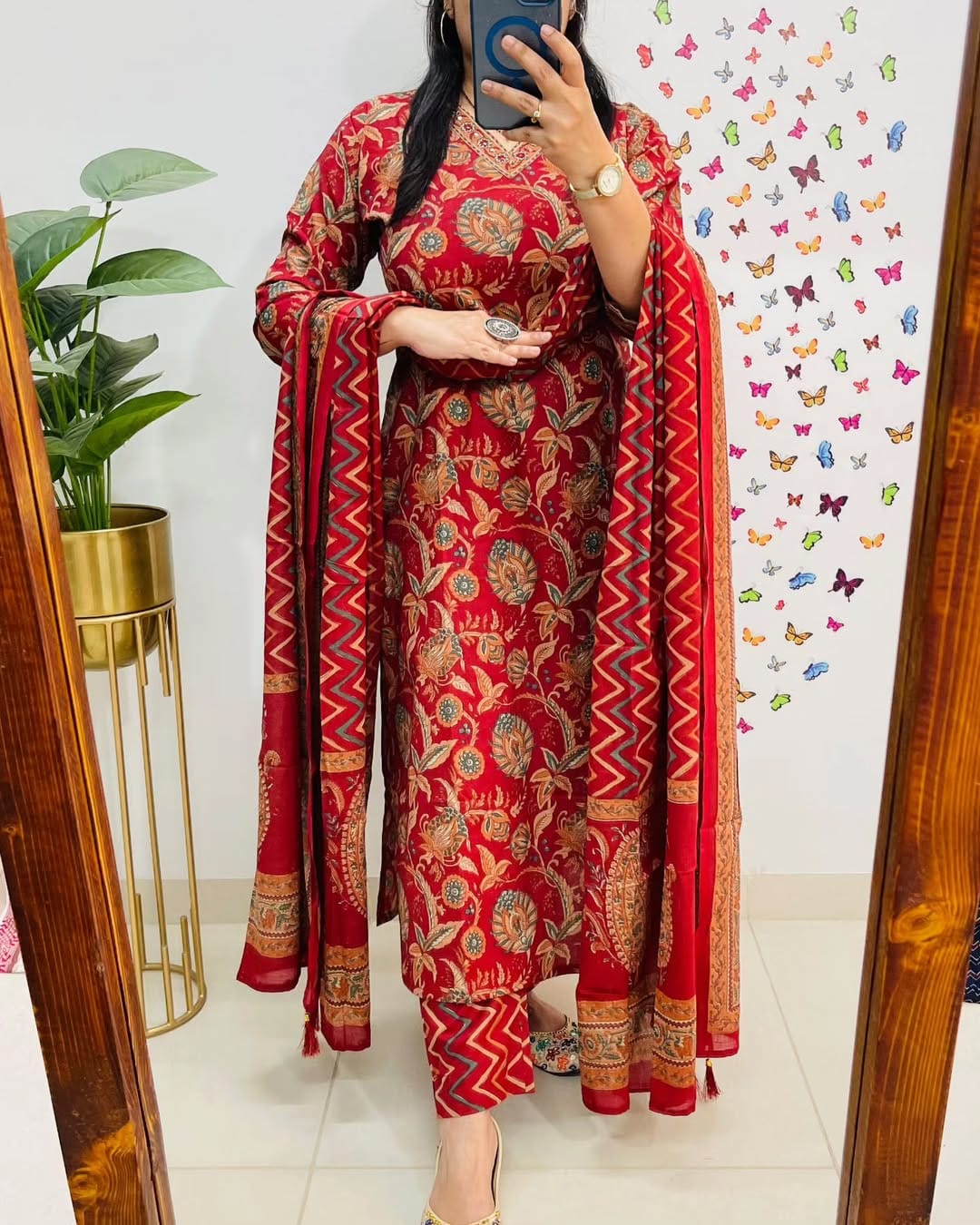 Biba Designer V Neck Azrak Print Cotton Suit