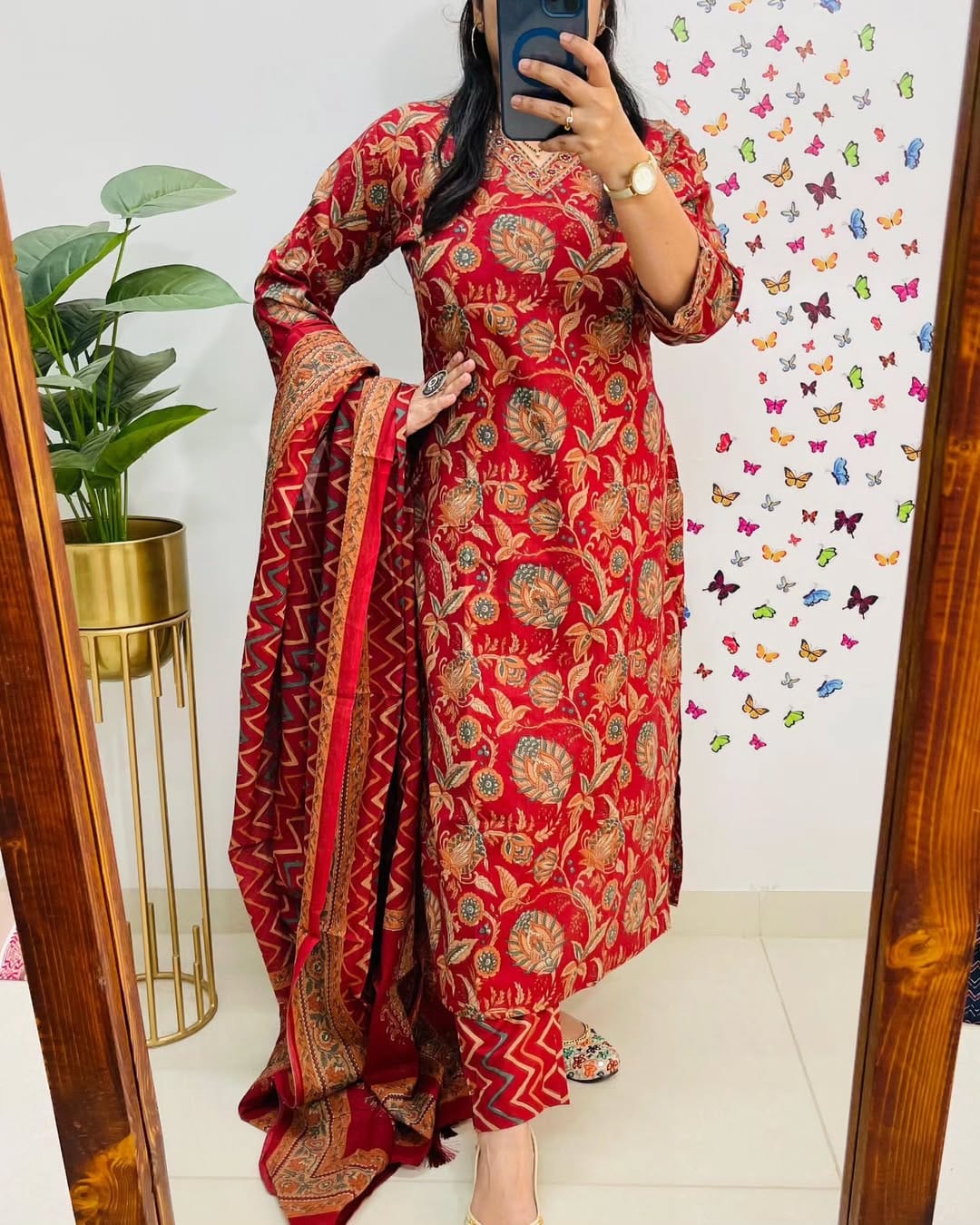 Biba Designer V Neck Azrak Print Cotton Suit