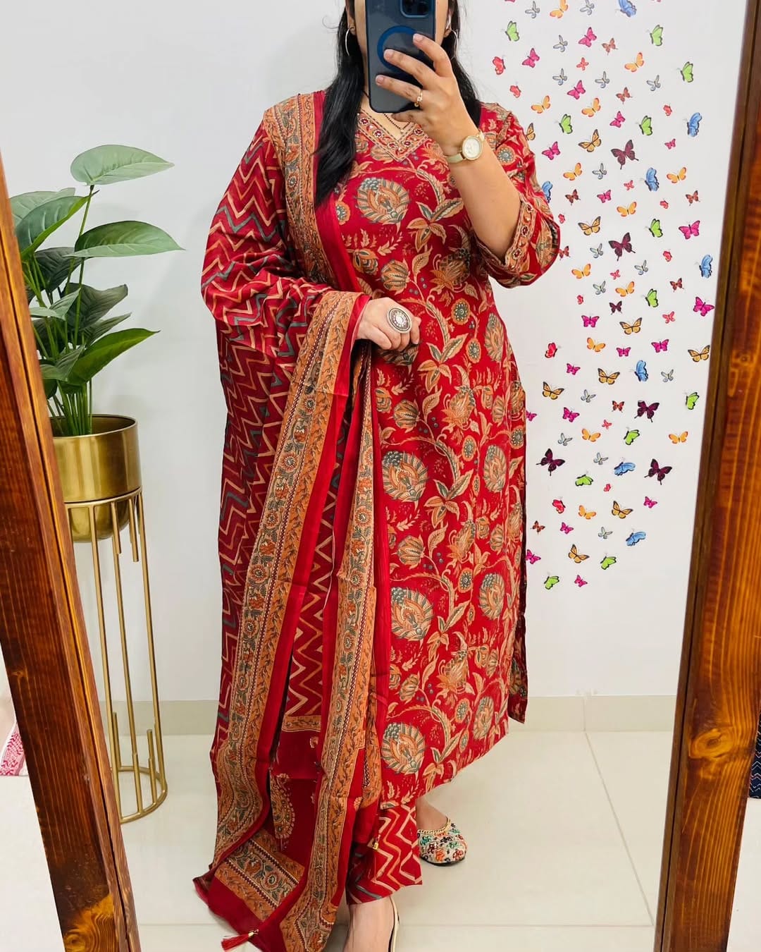 Biba Designer V Neck Azrak Print Cotton Suit