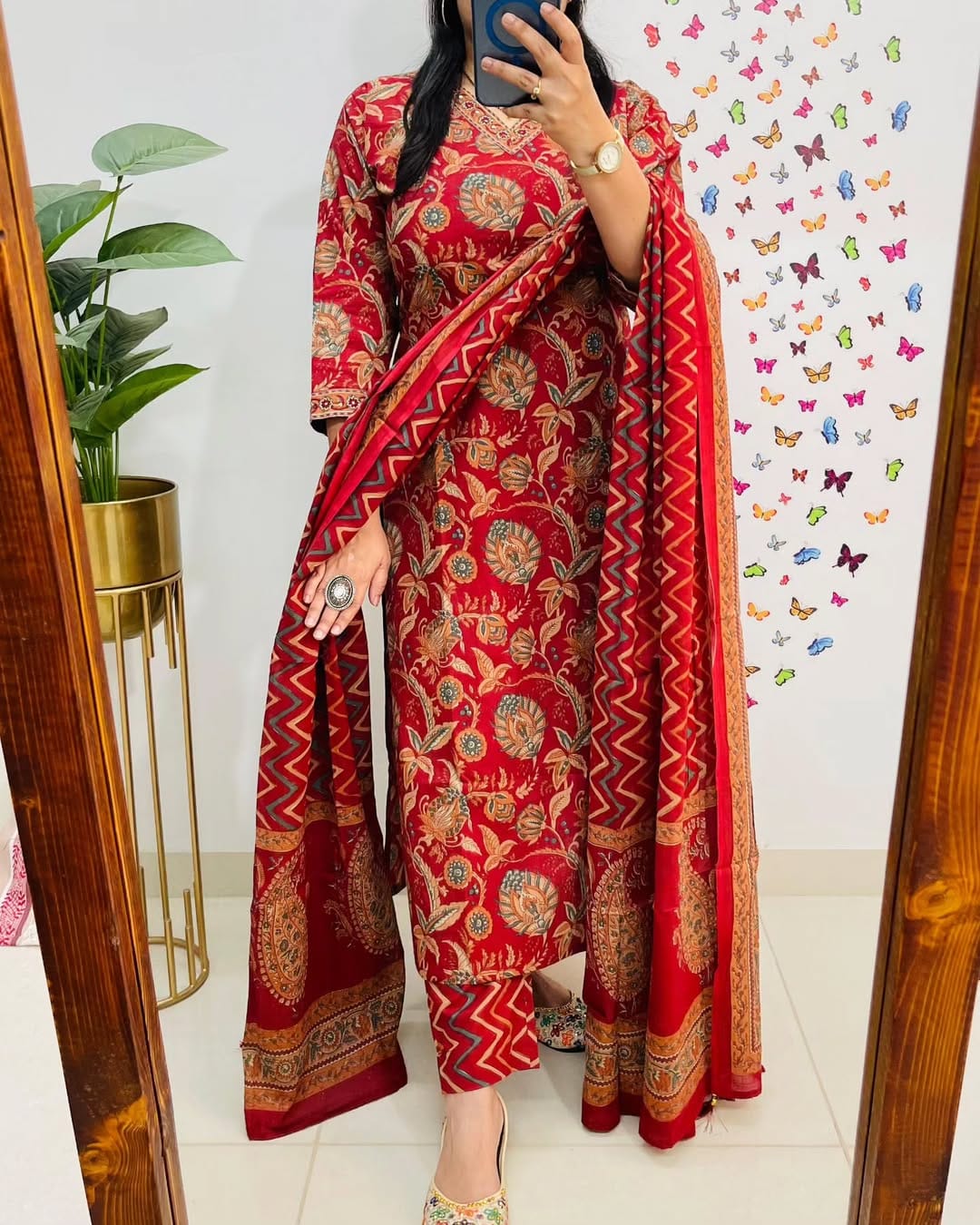 Biba Designer V Neck Azrak Print Cotton Suit