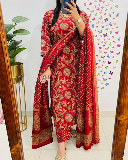 Biba Designer V Neck Azrak Print Cotton Suit