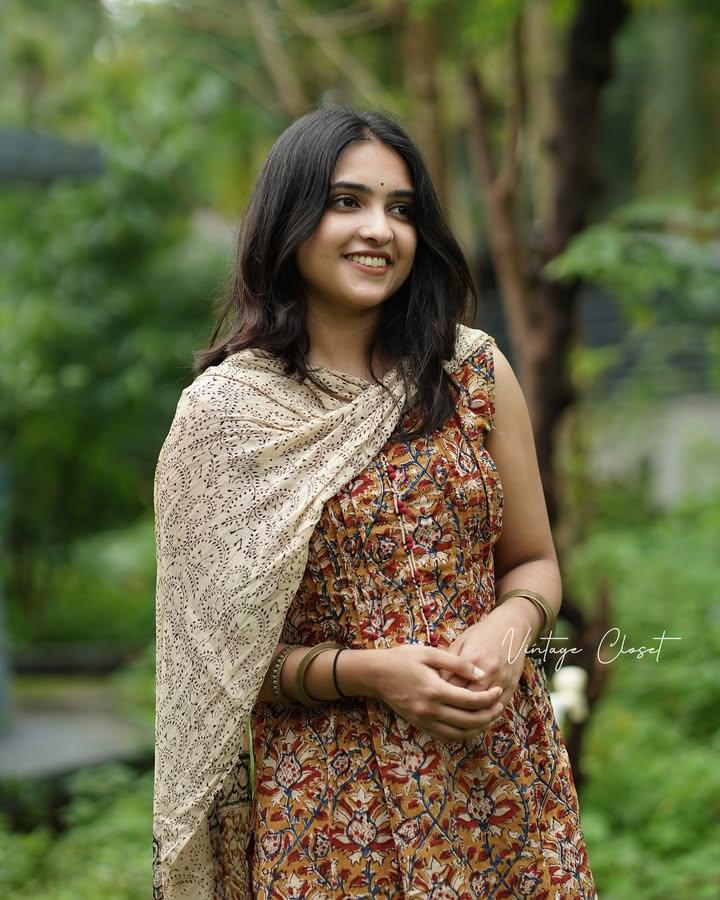 Biba Hand Block Printed Kalamkari Kurti Pant and Dupatta Set