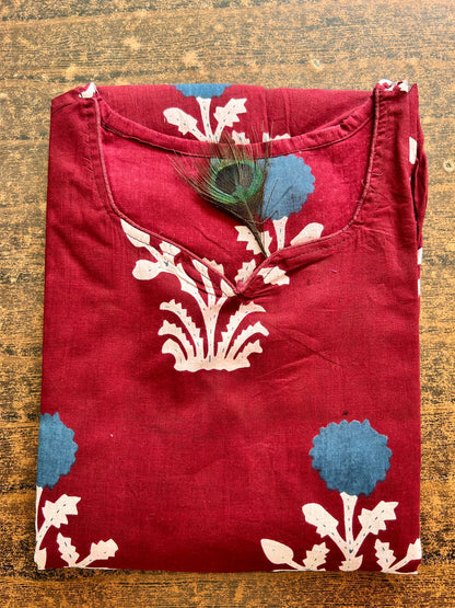 Biba Elegant Maroon Embroidered Maxi Dress