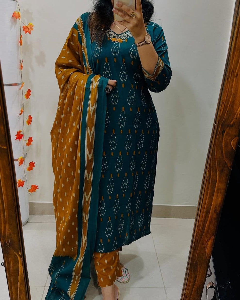Biba Designer Ikkat Print with Kurti Pant & Dupatta Set