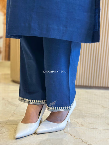 Biba Blue Beautiful Cotton Slub with Both Sides Pocket