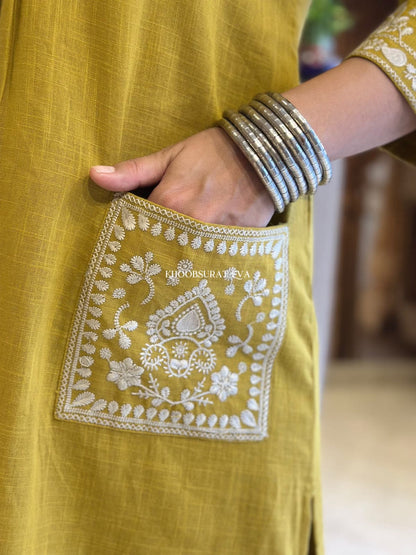 Biba Yellow Beautiful Cotton Slub with Both Sides Pocket