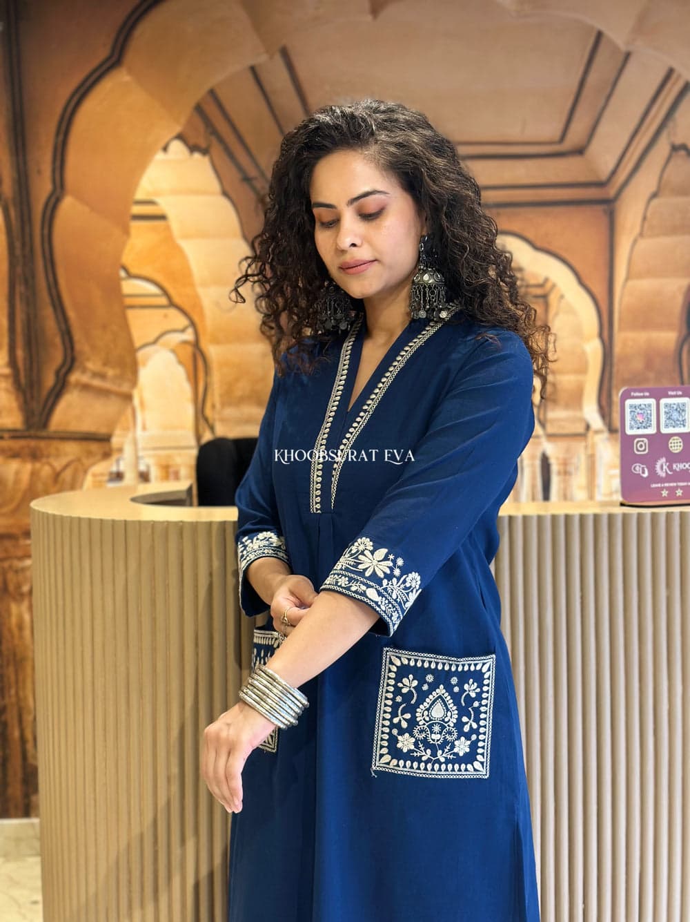 Biba Blue Beautiful Cotton Slub with Both Sides Pocket