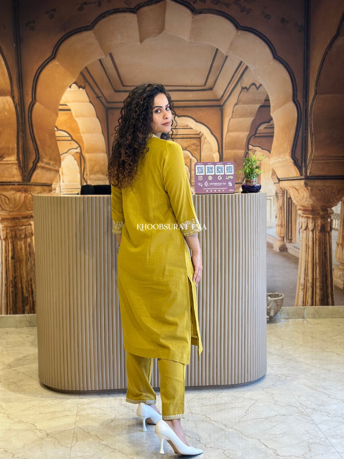 Biba Yellow Beautiful Cotton Slub with Both Sides Pocket
