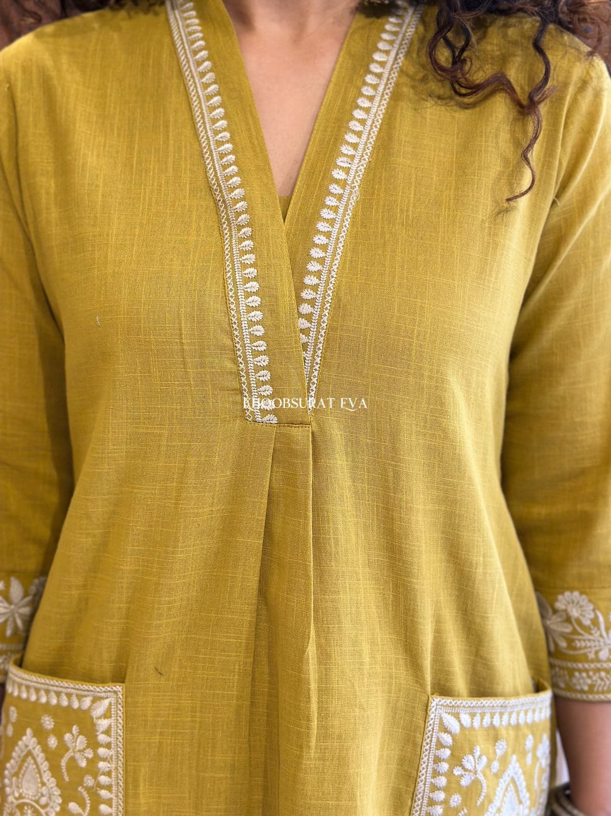 Biba Yellow Beautiful Cotton Slub with Both Sides Pocket