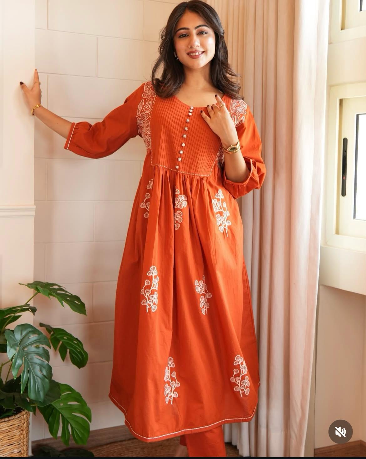 Biba Pure Cotton Printed Kurta Set with Dupatta For Woman